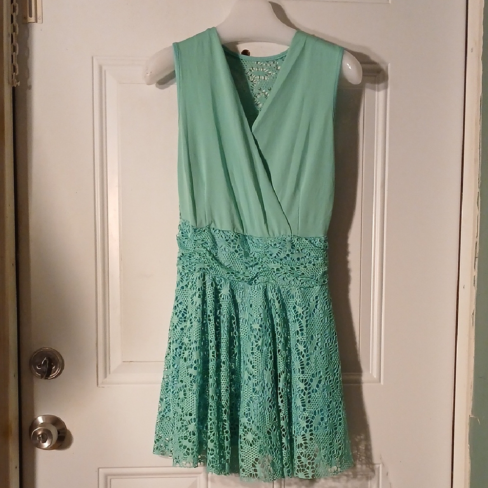 Dance custom kids Mint Green Sleeveless Lace Dress